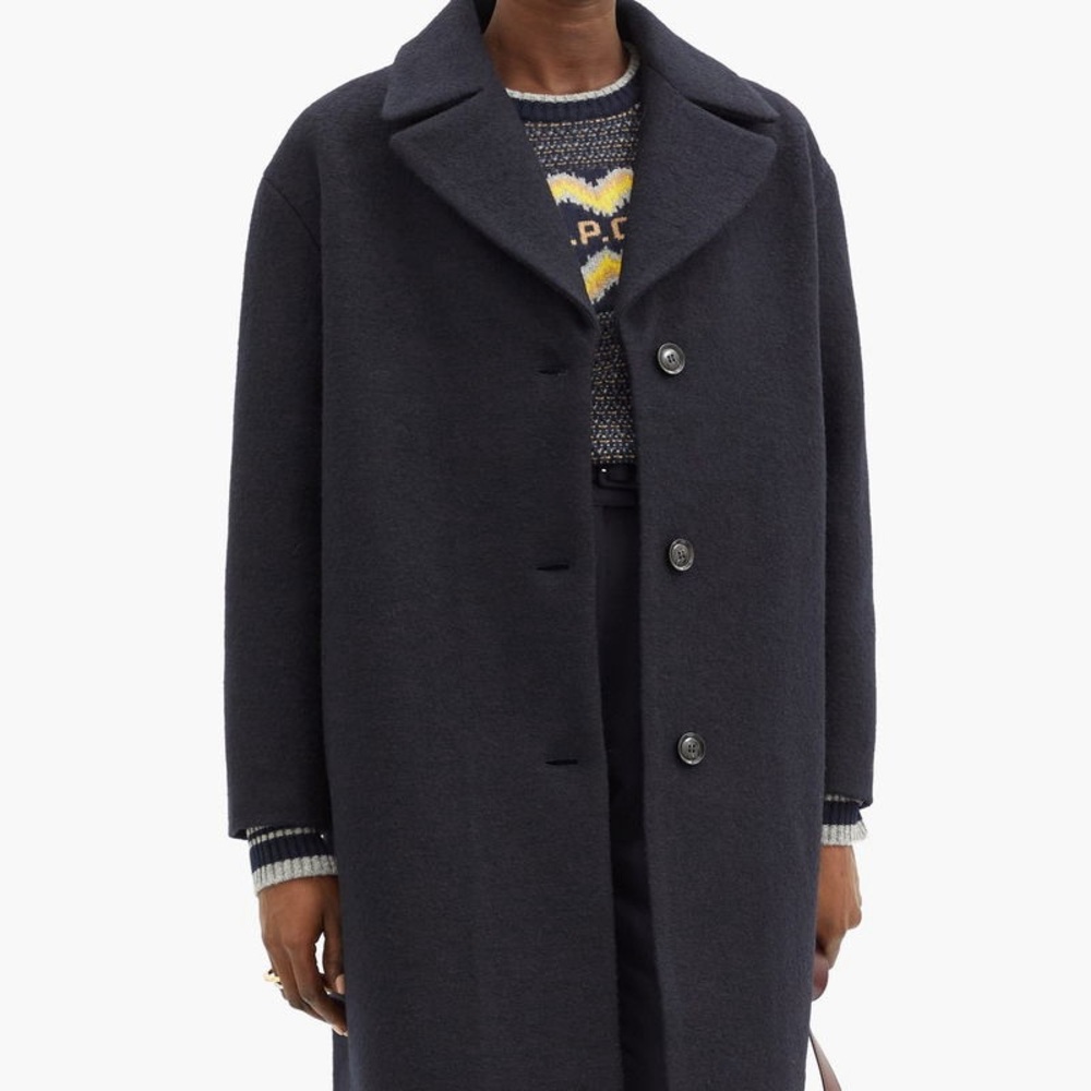A.P.C. Women's Ninh Coat, Black/Midnight